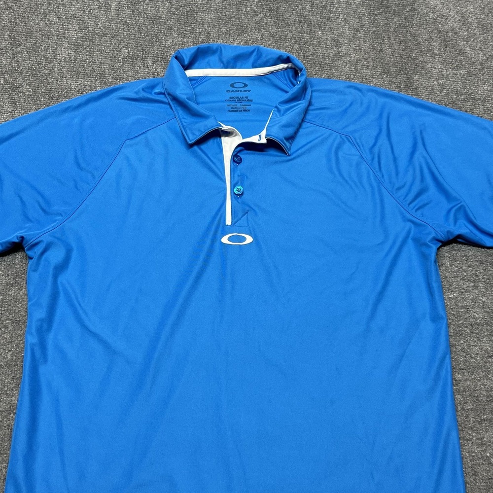 Oakley Polo Shirt Mens Large Blue Hydrolix Performance Golf Regular Fit Stretch